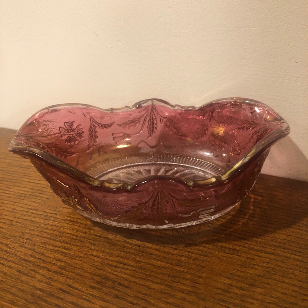 Vintage glass oval bowl